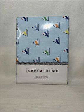 Tommy Hilfiger Light Blue Nautical Sailboat Tablecloth